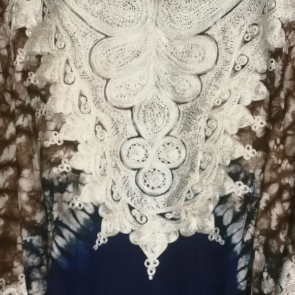 Vintage 70s Afro-centric heirloom robe wax print embroidered maxi length caftan - Picture 4 of 15